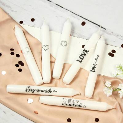 Stabkerze mit Spruch oder Herz ~ kleines Geschenk | Deko