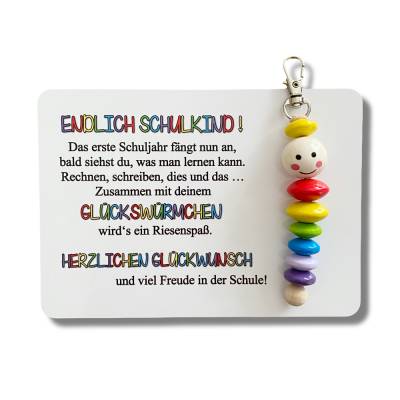 SCHULKIND 2026, Glückswürmchen, Geschenk Einschulung, Sorgenwürmchen, Karte, Mutmacher, Glücksbringer