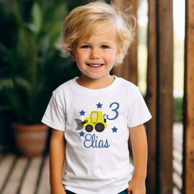 Geburtstagsshirt für Jungen Geschenk mit Radlader Bagger Zahlenshirt T-Shirt Geschenkidee Ostern Geburtstagsüberraschung