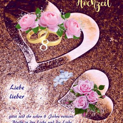 Karte Glückwünsche zur Blechernen Hochzeit, 8. Hochzeitstag