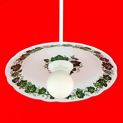 Upcycling Lampe aus einem schönen alten Teller | 70er Jahre Vintage Landhauslampe aus Geschirr für Küche und Esszimmer