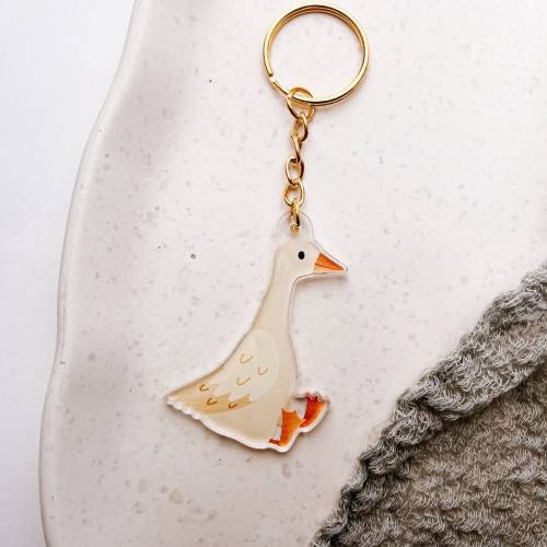 Schlüsselanhänger Gans aus Acryl Geschenk Schulanfang - Geschenk Wohnung - Schlüssel Tier Schulanfang Geschenk Waldtier