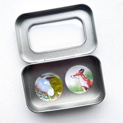 2 Magnete in der Box, Kühlschrankmagnet, Küche, Rezepthalter, witzige Magnete, Button Magnete, runde Magnete, Geschenk Büro,kleines Geschenk