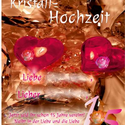 Karte Glückwünsche zur Kristall-Hochzeit, 15. Hochzeitstag