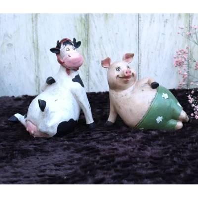Kuh Schwein Deko Figuren 2 Varianten Landhaus Deko
