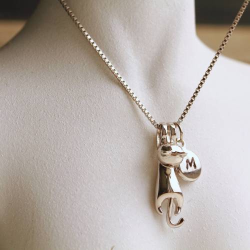 Sterling Silber Kette Katze - Anhängliche Katze / Geschenk für Sie / minimalistische Kette / Silber Schmuck