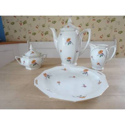 ART DECO - Besonderer Kaffeekern mit Kuchen/Servierplatte( mit Handhaben ).  Volkstedt