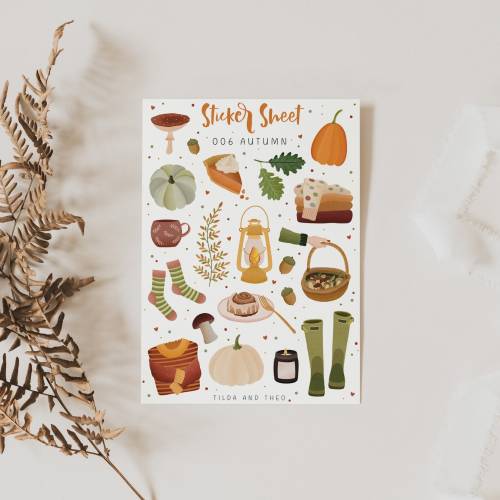 Sticker Sheet Herbst A6 Stickerbogen Cozy Autumn Aufkleber Kalender - Haftpapier Bullet Journal Sticker Planner Sticker