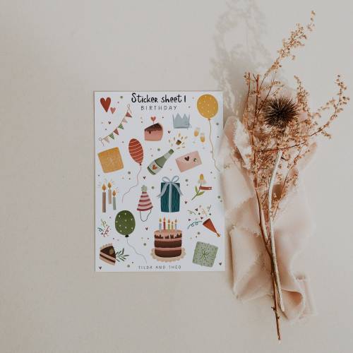 Stickerbogen Geburtstag A6 Happy Birthday Aufkleber Kalender - Bullet Journal Sticker - Sticker Sheet Planner Sticker