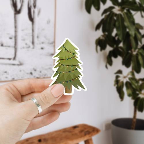 Sticker Weihnachtsbaum Tanne Weihnachten Aufkleber Christmas Tree Kiss Cut - Baum Sticker Aufkleber Wasserflasche - Abzi