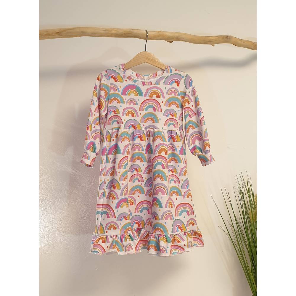 KLEID mit Rüschensaum aus BIO Baumwolle RAINBOW Bild 1