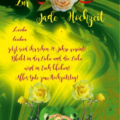 Karte Glückwünsche zur Jade - Hochzeit, 26. Hochzeitstag