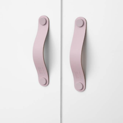 Ledergriffe Blass Rosa Serie "Arc" handgefertigte Möbelgriffe in Pastell / Schrankgriffe in 30 Farben