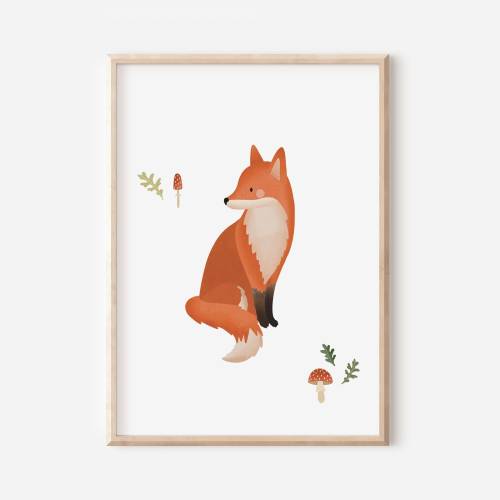 Poster Fuchs Kinderzimmer A4 / A3 Kinderposter Waltier - Babyzimmer Poster - Poster Fuchs Kinderzimmer - Geschenk Geburt