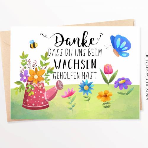 Abschiedskarte Kindergarten Kita Erzieherin Grundschule Abschiedsgeschenk Karte Dankeskarte