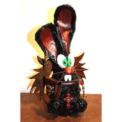 Osterhase DARK ANGELINO handgefertigte Künstler-Figur Osterdeko Geschenk für Gothic-Fans Geldgeschenk
