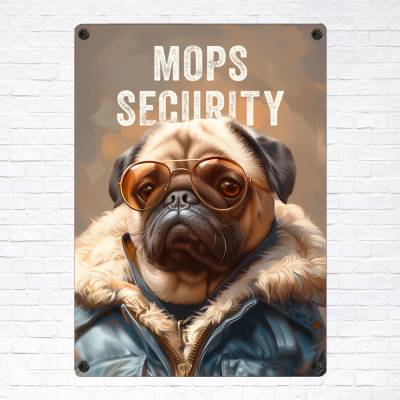 Hundeschild 'Mops Security', wetterbeständiges Warnschild