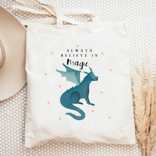 Stofftasche Drache Magic Jutebeutel Fantasie - Bibliothektasche - Geschenk Tasche - Geschenkidee Bibliothek Tasche 