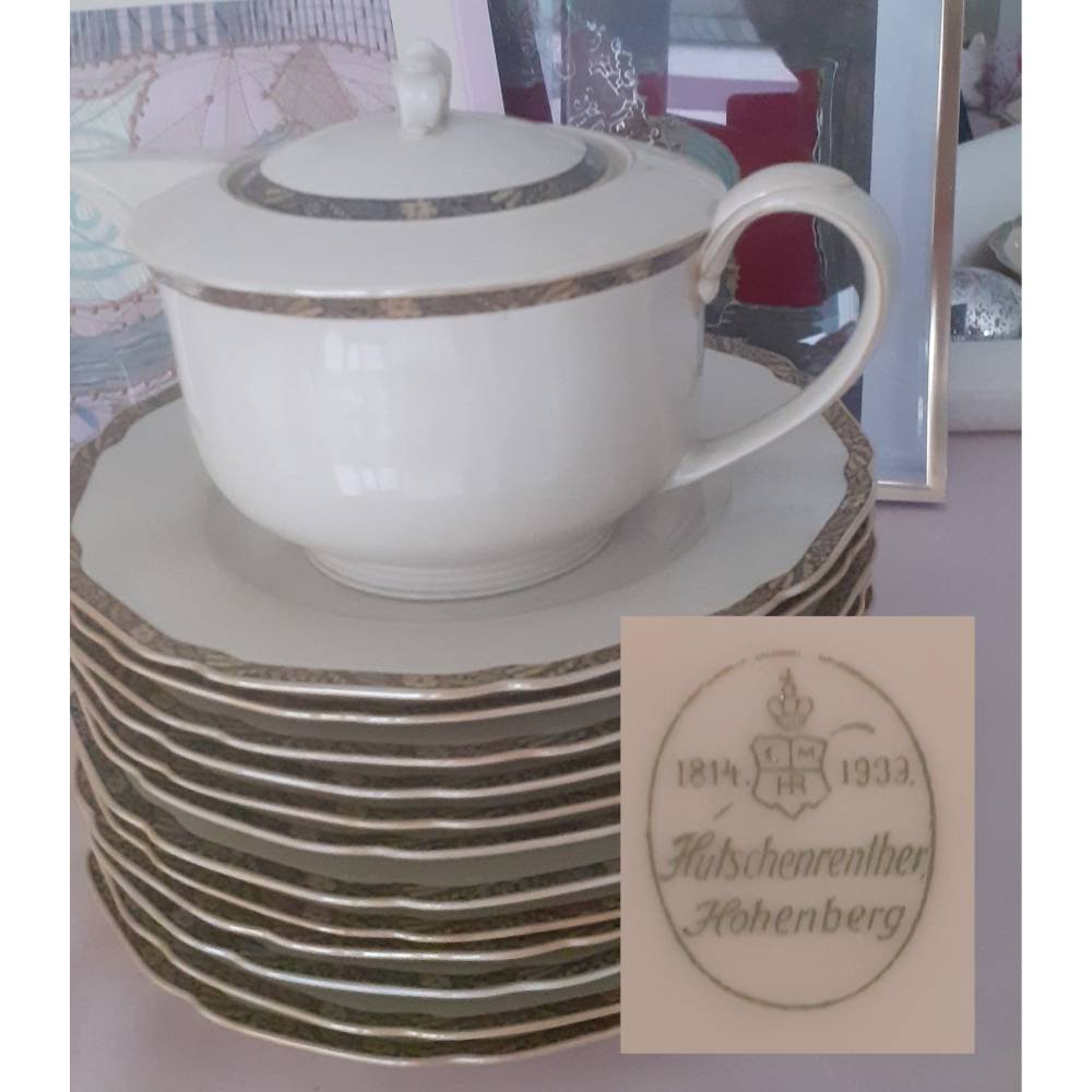 Vintage Gedeck Service Hutschenreuther Hohenberg 30er Jahre Art Deco