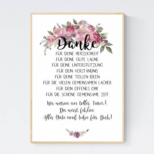 Abschiedsgeschenk Kollegin Kollege Verabschiedung Ruhestand Rente Geschenk Poster Bild Blumen