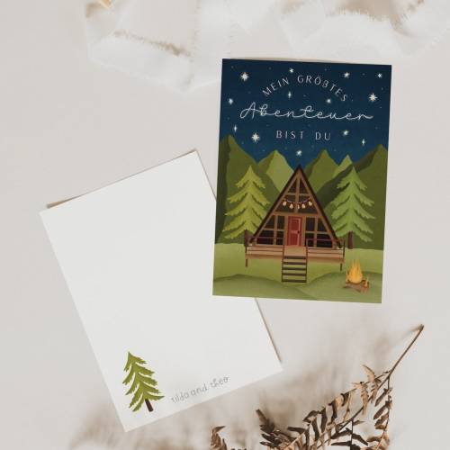 Postkarte Jahrestag Abenteuer - "mein größtes Abenteuer bist du" - Grußkarte Mann Hochzeitstag - Geschenk Jahres
