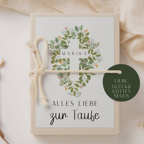 Geschenkschachtel zur Taufe Blumenkreuz Geldgeschenk zur Taufe - personalisiertes Taufgeschenk Taufgeschenk Kreuz Blume