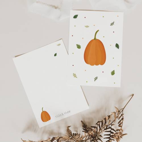 Postkarte Kürbis Herbst Herbstliche Grußkarte Kürbis - Illustrationen Herbst als Dankeskarte - Illustration Herbst Karte