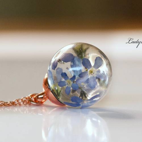 Kette Vergissmeinnicht rosegold 925 SterlingSilber Kette mit gepressten Vergissmeinnicht