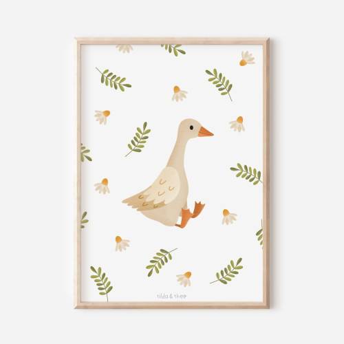 Poster Gans Kinderzimmer A4 / A3 Kinderposter Baby Gänse - Babyzimmer Poster - Poster Ente Kinderzimmer Geschenk Geburt