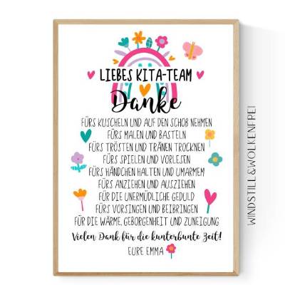 Abschiedsgeschenk Kindergarten Kita Team Erzieherin Geschenk Danke personalisiert mit Namen