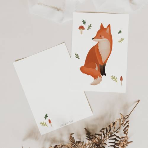 Geburtskarte Fuchs Kinderkarte A6 Karte Baby Fuchs - Waldtiere Geburtstagskarte - Geschenk Baby