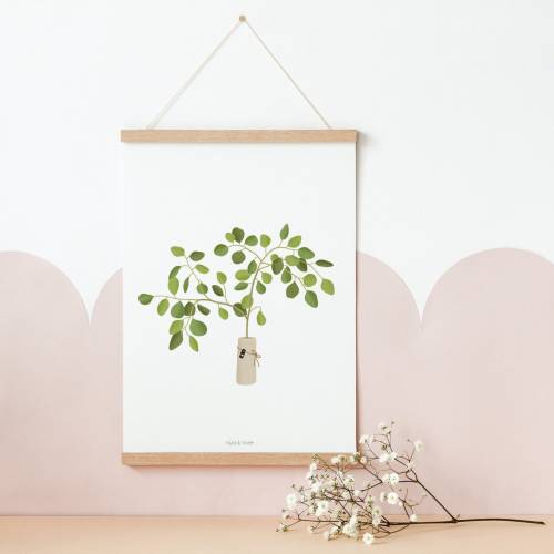 Poster Eukalyptus Zweig Botanischer Print Zweig - Wanddeko Eukalyptus - neutral Branches - Illustration Zweig  - Geschen