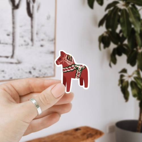 Sticker Dala Pferd Vinyl Aufkleber Schweden Kiss Cut - Sweden Horse Sticker - Aufkleber Wasserflasche - Abziehbild wasse