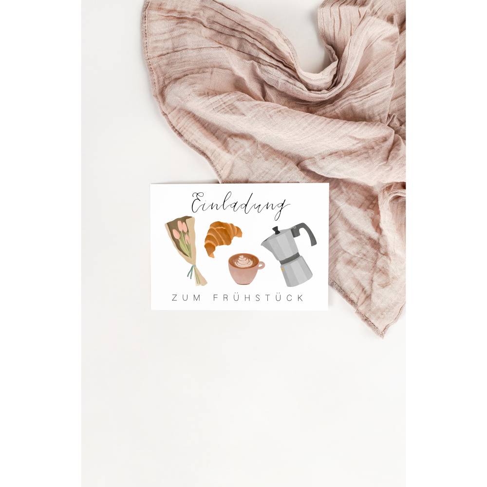 Einladung zum Frühstück Postkarte A6 Gutschein Frühstück - Einladungskarte Freundin - Geschenkidee beste Freundin - Gesc Bild 6