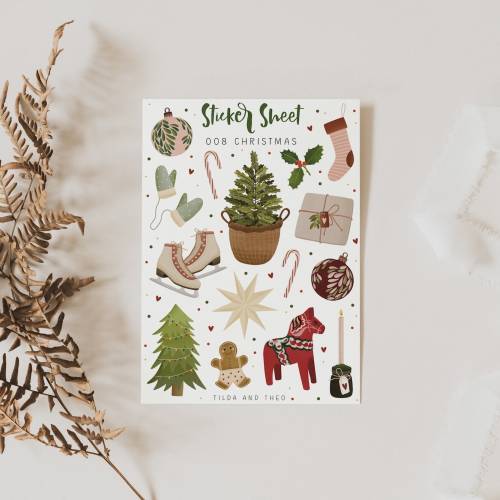 Sticker Sheet Weihnachten A6 Stickerbogen Cozy - Christmas Aufkleber Kalender - Haftpapier Bullet Journal Sticker Winter