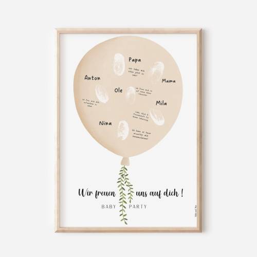 Gästebuch Babyparty Poster Fingerabdruck Gästebuch - Gästebuch Deko Babyshower - Baby Andenken Poster - Babyparty Gäste 