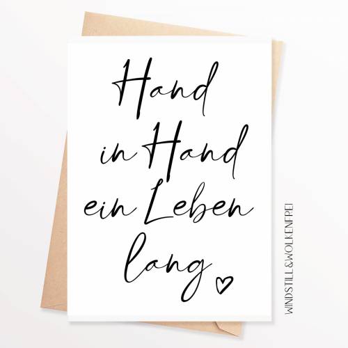 Karte zur Hochzeit Hochzeitskarte Glückwunschkarte Hand in Hand