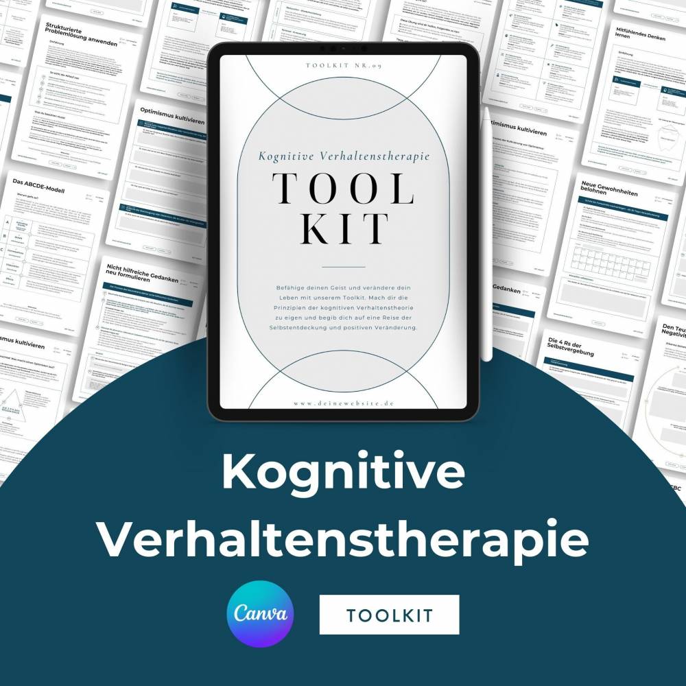 Kognitive Verhaltenstherapie Canva Toolkit für Coaches, 50+ Übungsblätter beliebig und individuell anpassbar, Werkzeugki Bild 1