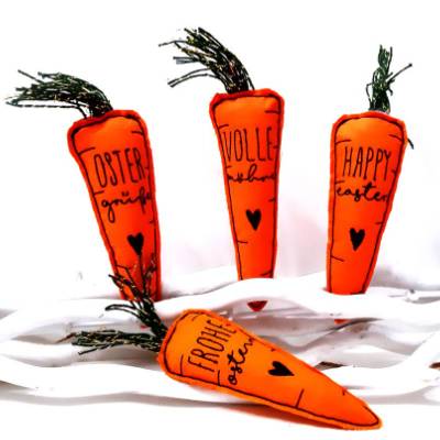 Deko Karotte aus Stoff, bestickt, Ostermöhre, eine Möhre