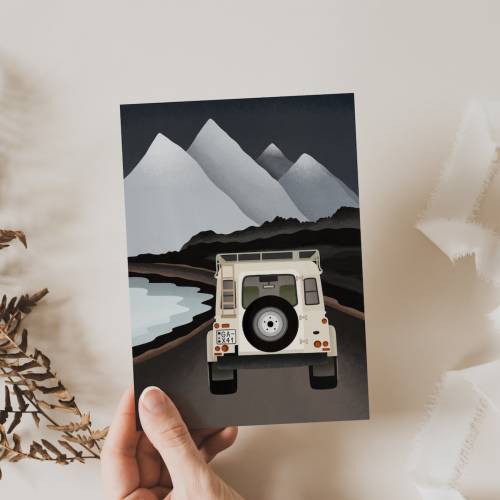 Postkarte Camper Island Landschaft Geschenkverpackung Reise - Grußkarte Abenteuer - Geschenk Skandinavien Reise Camping