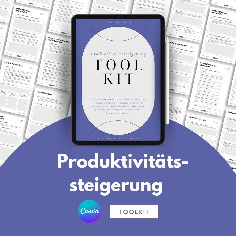 Produktivitätsübungen Canva Bundle für Coaches, 35+ Übungsblätter beliebig & individuell anpassbar, Werkzeugkiste zum Th Bild 1