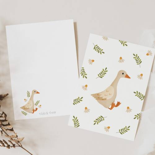 Postkarte Gans A6 Postkarte Kinder Ente - Glückwünsche Geburtstag Kinderkarte Postkarte Geburtstagsgrüße Tiere Geschenk