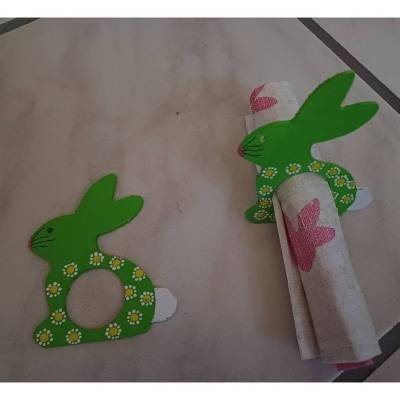 2 Serviettenringe Hase, grün