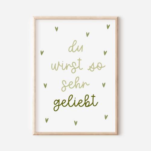 Poster Kinderzimmer "du wirst geliebt" - A4 / A3 Kinderposter - Babyzimmer Poster - Geschenk Mädchen Kinderzimme