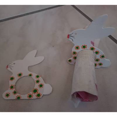 2 Serviettenringe Hase, weiß 