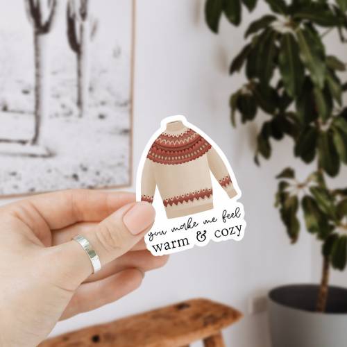 Sticker Pullover Warm & Cozy Vinyl Aufkleber Sweater Weather Kiss Cut - Autumn Sticker - Aufkleber Herbst Wasserflasche 