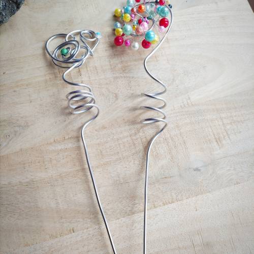 Blumenstecker Herz,Drahtherz,silber, Blumenstecker,Gartendeko, Grabstecker,Pflanzenstecker,fensterdeko,herz silber, Grab