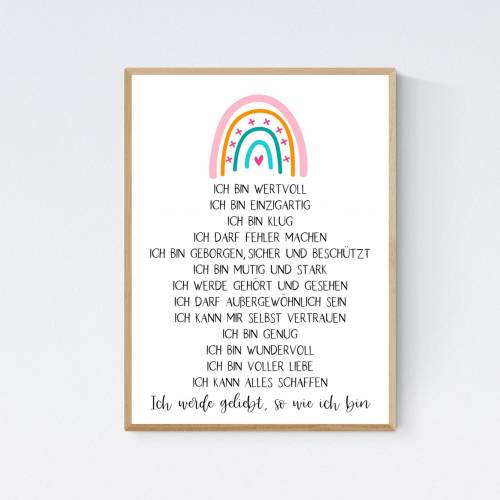 Geschenk zum Schulanfang Einschulung Affirmationen Affirmationsposter Kinder Kind Pink
