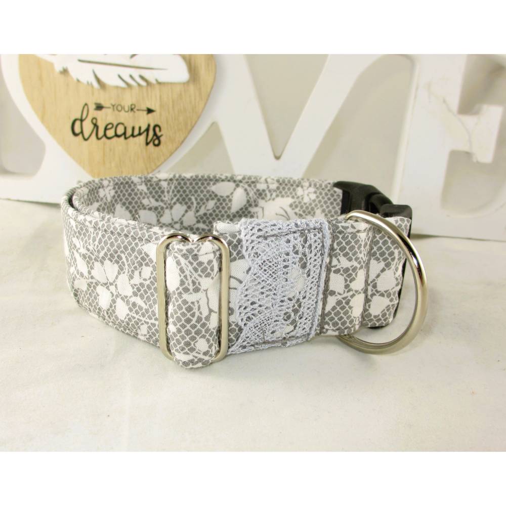Hundehalsband "Silber" Halsband Hund verstellbar mit Klickverschluss  Kunststoff oder Alu Metall