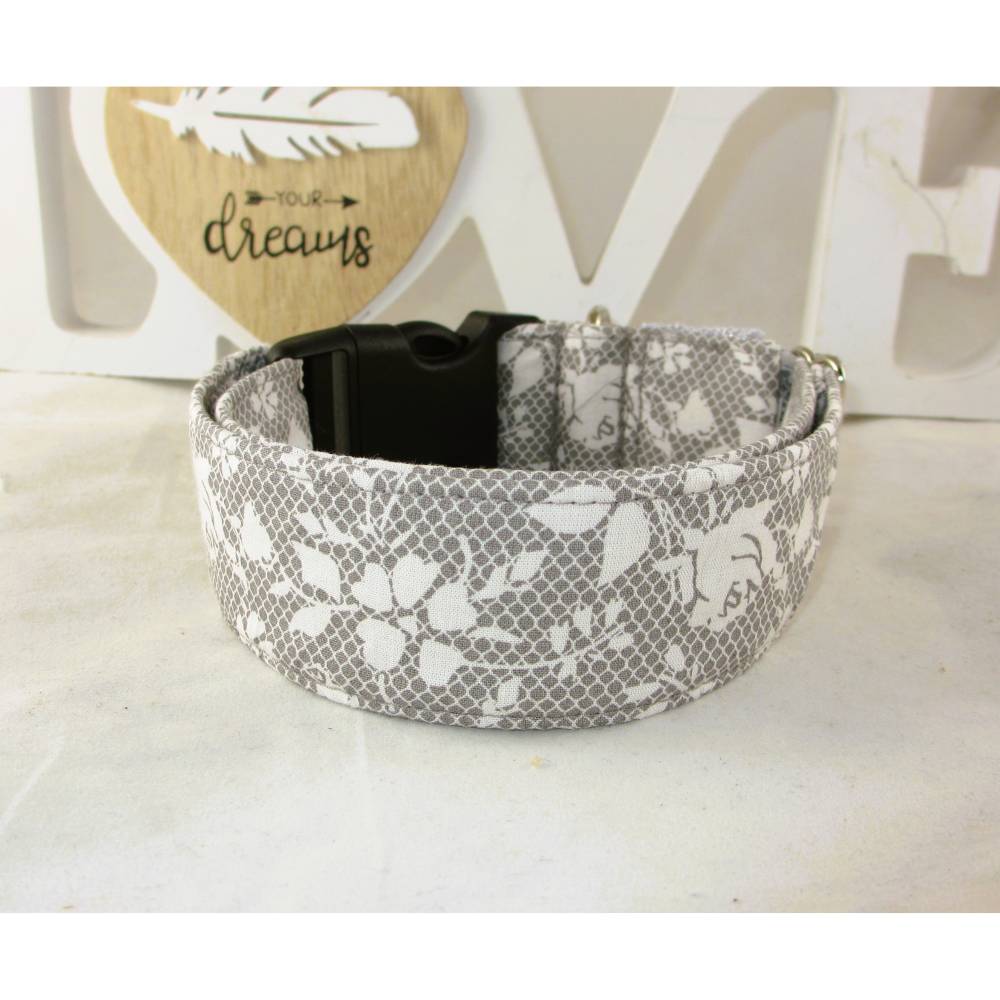 Hundehalsband "Silber" Halsband Hund verstellbar mit Klickverschluss  Kunststoff oder Alu Metall